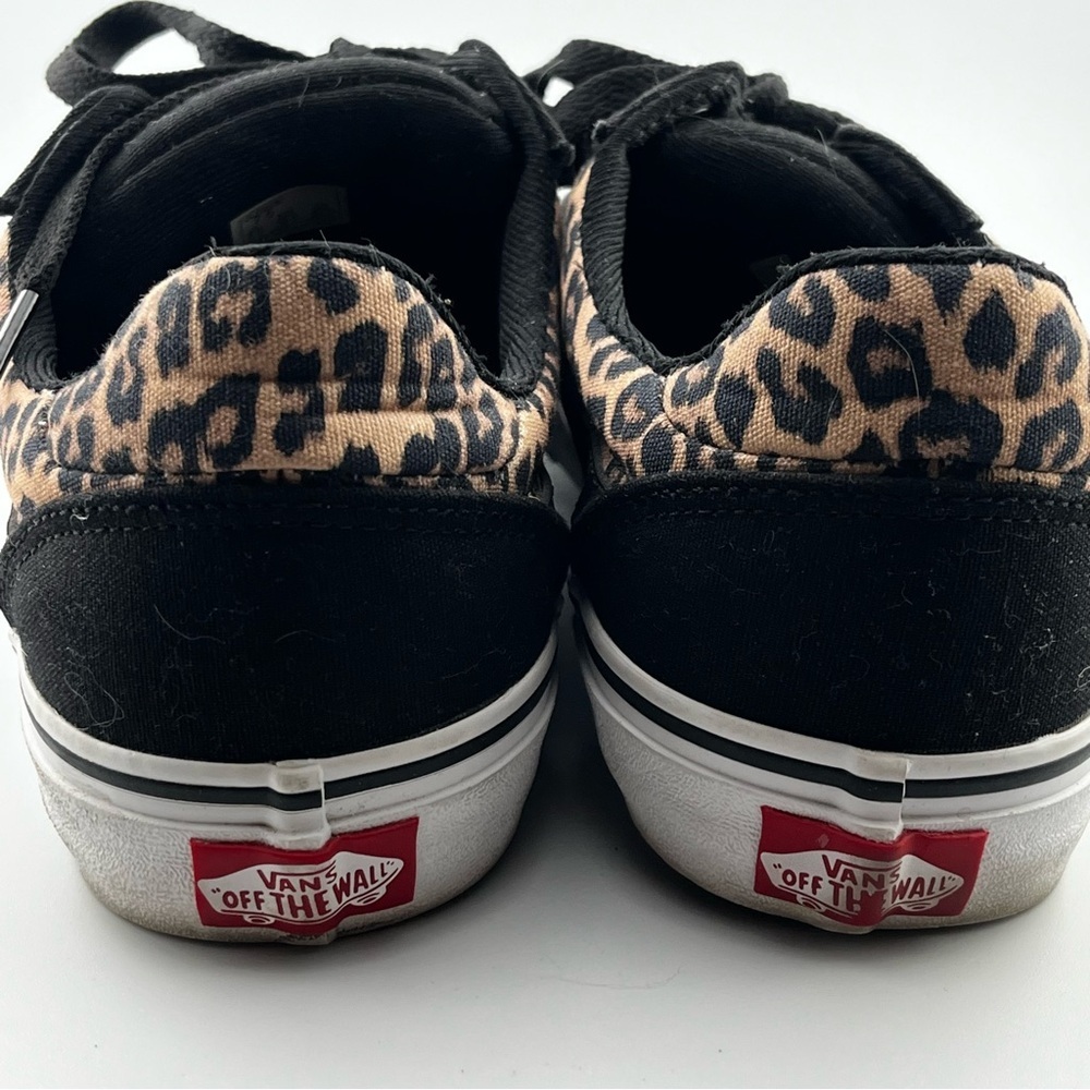 Vans Old Skool Women's 7.5 Black Leopard Canvas Sneakers Suede Shoe Low Top - Picture 3 of 10